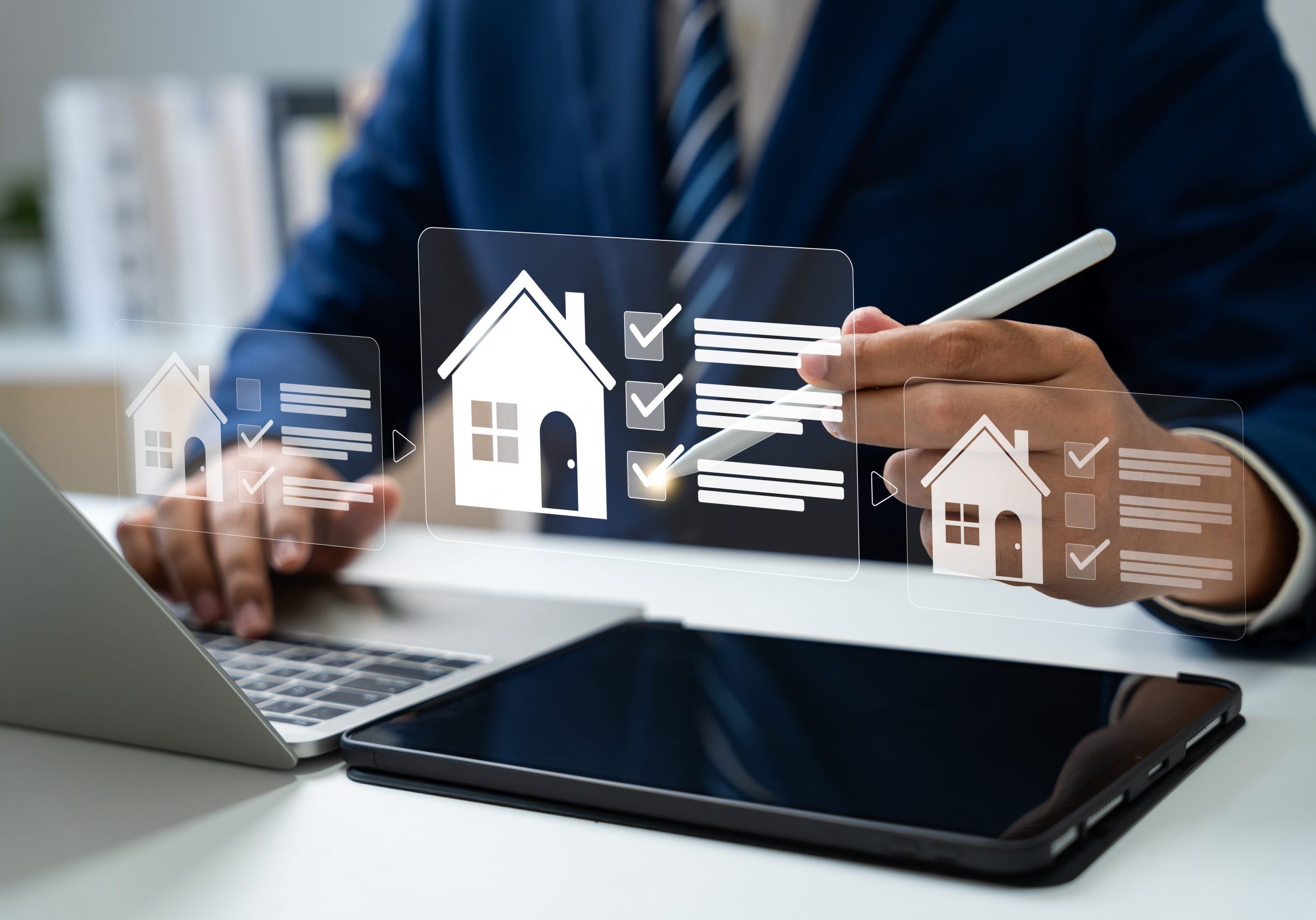 Real estate management, Streamlining property tasks with digital checklists and tools for housing evaluations, Home insurance, Property protection, Investment planning,Transaction processes online